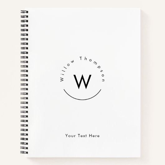 モノグラムのモダンミニマル白 ノートブック (正面)