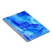 モノグラムのモダン抽象芸術ブルーインク ノートブック (右側)