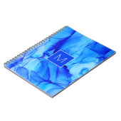 モノグラムのモダン抽象芸術ブルーインク ノートブック (左側)