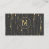 モノグラムのモダン抽象芸術金ゴールドライン – 木炭 名刺 (正面)