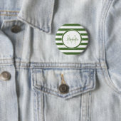 モノグラムのモダン林の緑ストライプ色 缶バッジ (インサイチュ)