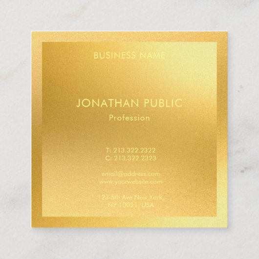 モノグラムのモダン金ゴールドエレガントトレンディーテンプレート スクエア名刺 (裏面)
