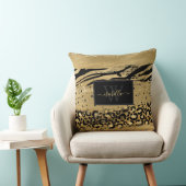 モノグラムのモダン金ゴールドグリッタースクリプト クッション (椅子)