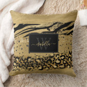 モノグラムのモダン金ゴールドグリッタースクリプト クッション (ブランケット)