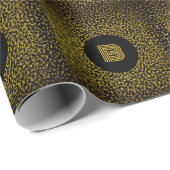 モノグラムのモダン金網黒 ラッピングペーパー (ロールコーナー)