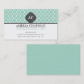 モノグラムのモロカン瓦パターンのミントグリーングレー 名刺 (正面/裏面)