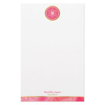 モノグラムのユダヤの星　ボールド　ブロック　コーラル　ピンク　ゴールド