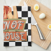 モノグラムのユニークレトロ市松模様にー キッチンタオル (四つ折り)