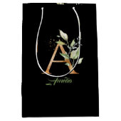 モノグラムのユーカリフェイク金ゴールド箔ラ ミディアムペーパーバッグ (正面)