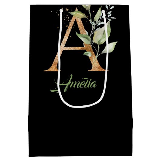 モノグラムのユーカリフェイク金ゴールド箔ラ ミディアムペーパーバッグ (裏面)