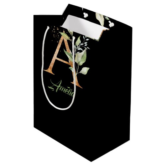 モノグラムのユーカリフェイク金ゴールド箔ラ ミディアムペーパーバッグ (裏面アングル)