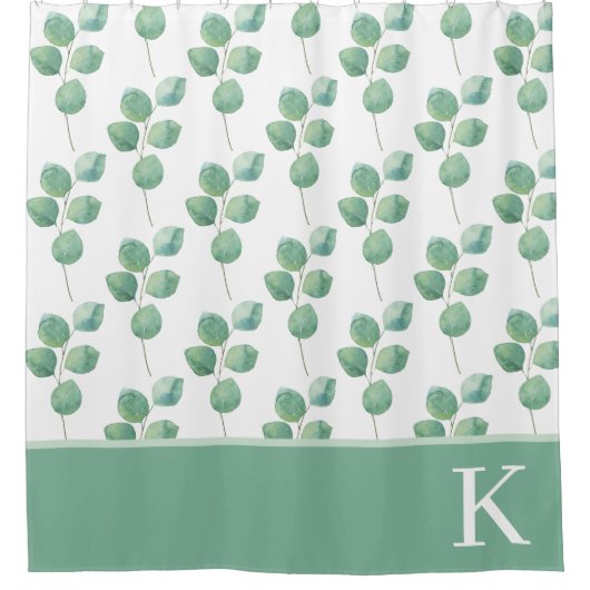 モノグラムのユーカリ シャワー カーテン (正面)