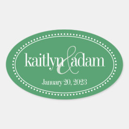 モノグラムのラベル、緑、キャロリン結婚ズ 楕円形シール