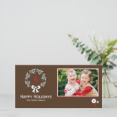 モノグラムのリースのクリスマスの写真カード シーズンカード (スタンド正面)