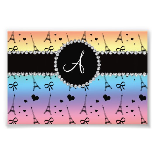 モノグラムのレインボーエッフェルタワーパターン フォトプリント            (正面)