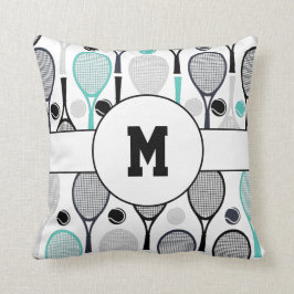 モノグラムのレタープレイヤー名テニパーソナライズされたス クッション