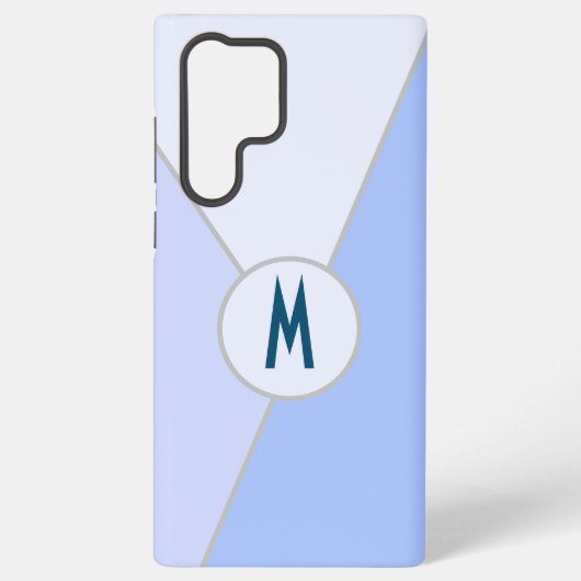 モノグラムのレトログレーと青の色ブロック SAMSUNG GALAXYケース (裏面)