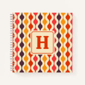 モノグラムのレトロ幾何学的パターン ノートブック (正面)