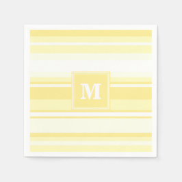 モノグラムのレモンイエローストライプ スタンダードカクテルナプキン