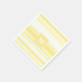 モノグラムのレモンイエローストライプ スタンダードカクテルナプキン (角)