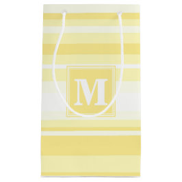 モノグラムのレモンイエローストライプ スモールペーパーバッグ