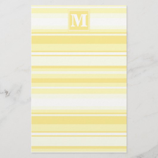 モノグラムのレモンイエローストライプ 便箋 (正面)