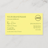 モノグラムのロゴと宝石が付いた淡い黄色 名刺 (裏面)