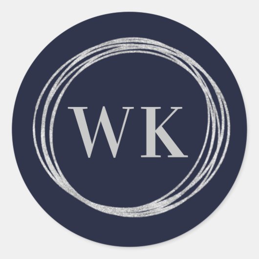 モノグラムのロゴネイビー・シルバー・ビジネス ラウンドシール (正面)