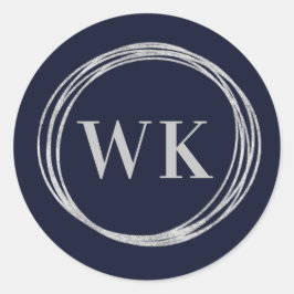 モノグラムのロゴネイビー・シルバー・ビジネス ラウンドシール