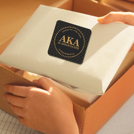 モノグラムのロゴブラック金ゴールドトレリスありがとうステッカー スクエアシール