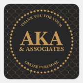 モノグラムのロゴブラック金ゴールドトレリスありがとうステッカー スクエアシール (正面)