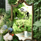 モノグラムのロゴ、クレスト、ライオ結婚ン ウィンドウサイン