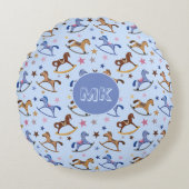 モノグラムのロッキングウマとスターパターン ラウンドクッション (正面)