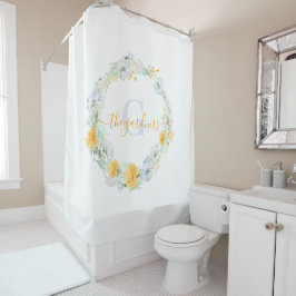 モノグラムのワイルドフラワー シャワーカーテン