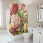 モノグラムのヴィンテージのビクトリアンなバラの花束の花 シャワーカーテン (インサイチュ)