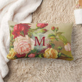 モノグラムのヴィンテージのビクトリアンなバラの花束の花 ランバークッション (ブランケット)