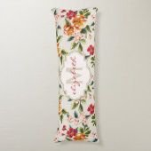 モノグラムのヴィンテージのビクトリアンな水彩画の花柄 ボディピロー (正面縦)