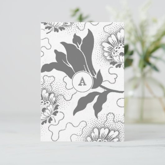 モノグラムのヴィンテージグレーフローラ |ありがとうございます サンキューカード (スタンド正面)