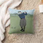 モノグラムのヴィンテージスタイルゴルフアート クッション (ブランケット)