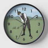 モノグラムのヴィンテージスタイルゴルフアート 壁時計 (正面)