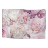 モノグラムのヴィンテージピンク植物園絵画の 枕カバー (裏面)