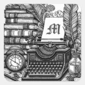 モノグラムのヴィンテージライターのテーマカラー スクエアシール (正面)