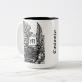 モノグラムのヴィンテージライターのテーマカラー ツートーンマグカップ (正面左)