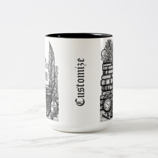 モノグラムのヴィンテージライターのテーマカラー ツートーンマグカップ (中央)