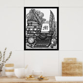 モノグラムのヴィンテージライターのテーマカラー ポスター (キッチン)