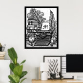 モノグラムのヴィンテージライターのテーマカラー ポスター (ホームオフィス)