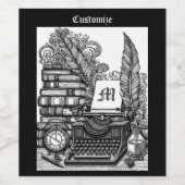 モノグラムのヴィンテージライターのテーマカラー ワインラベル (シングルラベル)