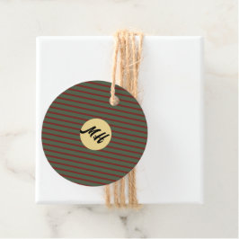 モノグラムのヴィンテージレッドとグリーンのストライプパターン フェイバータグ