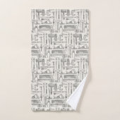 モノグラムのヴィンテージ手工具柄大工 バスタオルセット (ハンドタオル)