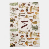 モノグラムのヴィンテージ松の森の宝物模様 キッチンタオル (縦)